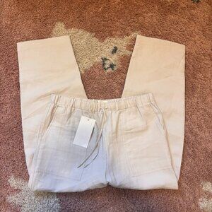 NWT Zara Womens Soft Cropped Pants Ivory/Beige Size M Relaxed Cozy Loungewear